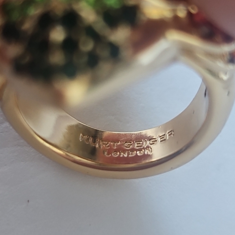 NEW! KURT GEIGER Multi-color Crystal Rainbow Color Eagle Cocktail Ring 8. - Picture 6 of 7